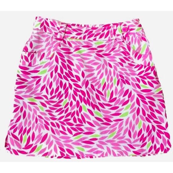 EP PRO Pink White Floral Abstract Pattern Print Button Mini Skirt 4 Pockets Slit - Picture 9 of 13